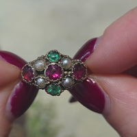 Victorian mourning paste and pearl ring