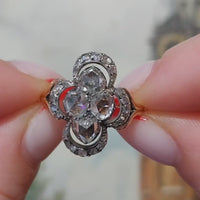 Rose diamond ring in silver and gold