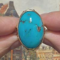 Cabochon turquoise ring in 14 carat gold