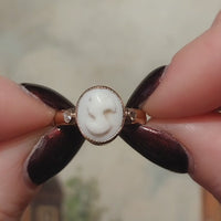 Cameo and rose diamond ring in 14 carat gold