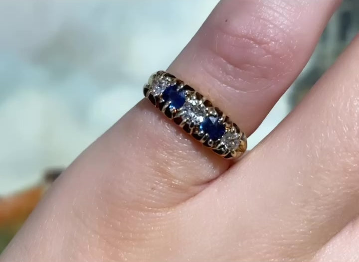 Sapphire and old cut diamond ring from 1896
