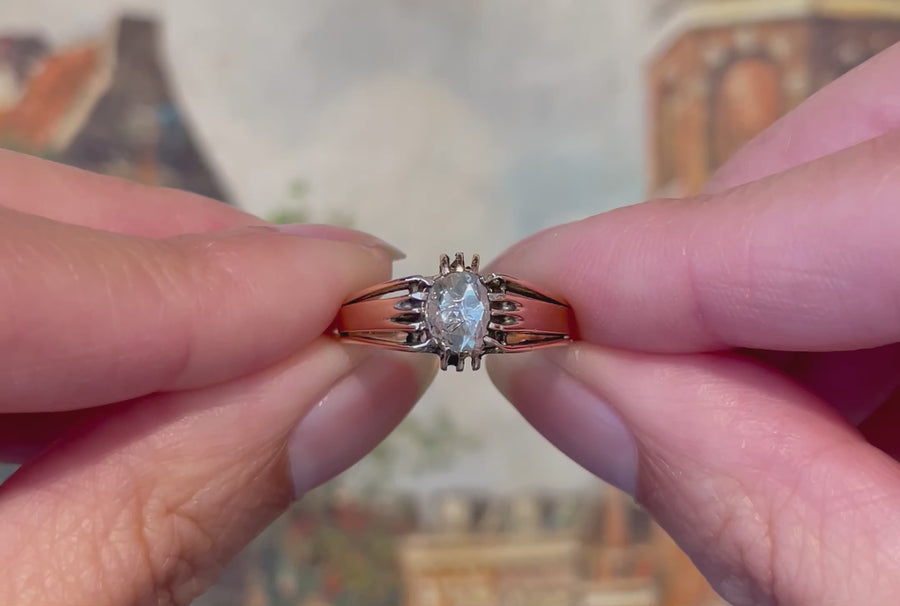Antique rose diamond Belcher style ring
