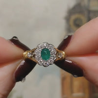 Emerald and diamond ring in 18 carat gold
