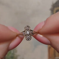 Antique diamond three stone ring in 14 carat gold