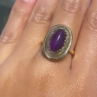 ​Cabochon amethist ring in 14 karaat goud