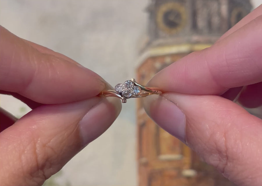 Edwardian four stone old cut diamond ring