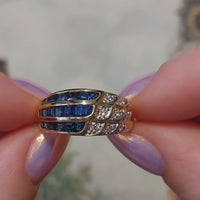 Carre sapphire and diamond ring in 18 carat gold