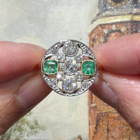 Art Deco old cut diamond and emerald ring