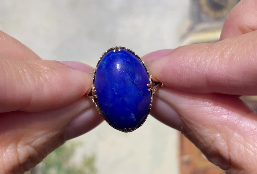 14 karaat gouden ring met lapis lazuli