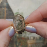 Vintage cabochon mosagaat ring in 14 karaat goud