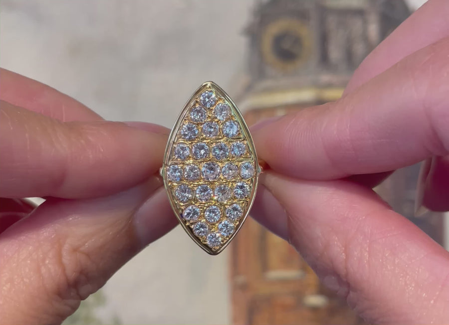 Marquise diamond ring in 14 carat gold