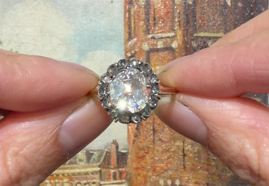 Vintage rose diamond ring in 14 carat gold and silver