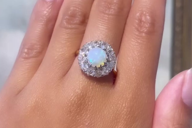 Victorian old cut diamond and opal ring