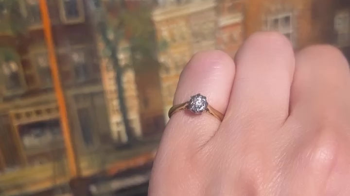 Vintage diamond solitaire ring with an illusion setting