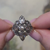 Antique rose diamond ring in silver and gold