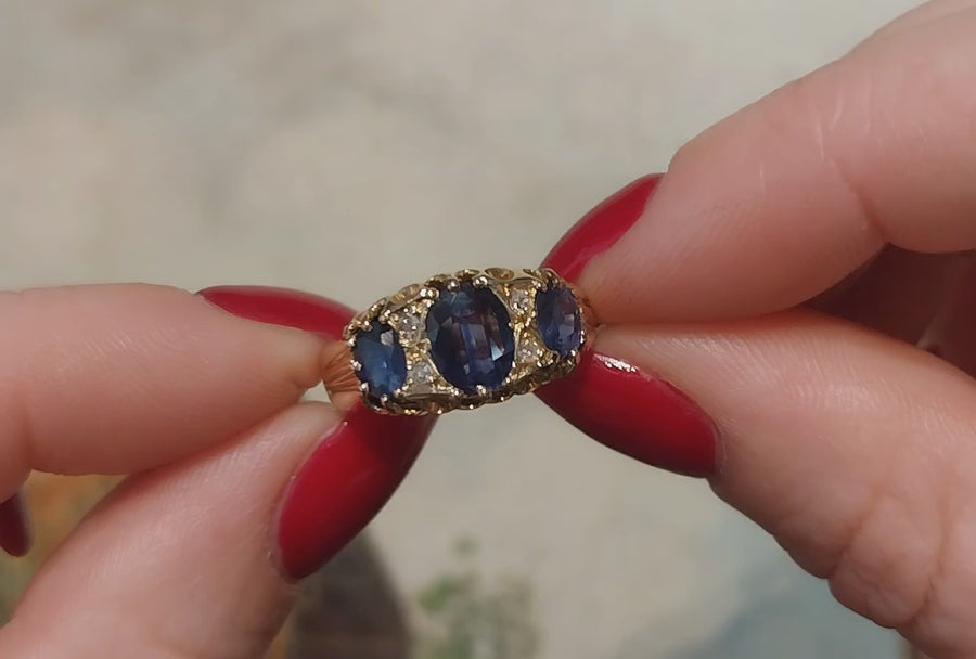 Saffieren en diamanten ring uit 1913