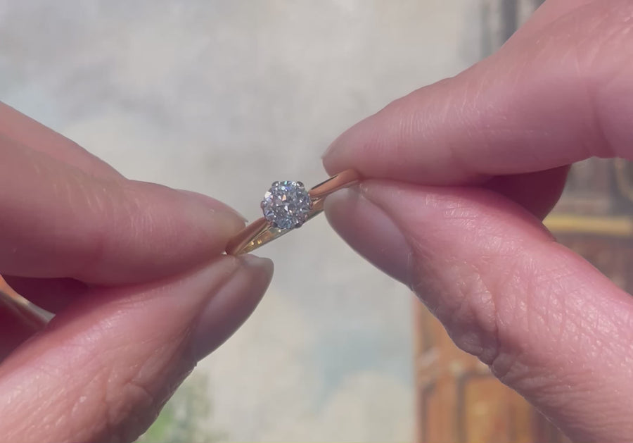 Vintage old cut diamond solitaire ring