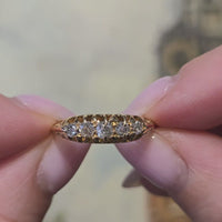 Edwardiaanse vijf stenen oud geslepen diamanten ring