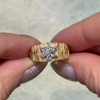 Vintage bark textured diamond ring