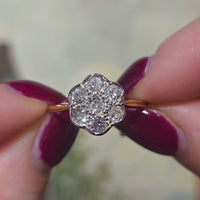 Edwardiaanse oud geslepen diamanten cluster ring