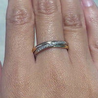 Drie kleuren gouden ring met diamanten