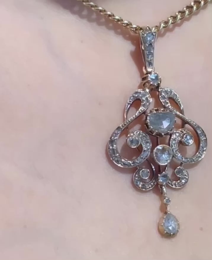 Rose diamond pendant in 14 carat gold