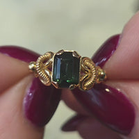 Ornate tourmaline ring in 18 carat gold