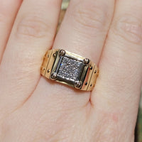 Diamond signet ring in 14 carat gold-gents rings-The Antique Ring Shop