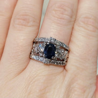 14 carat white gold sapphire and diamond ring-Vintage Rings-The Antique Ring Shop