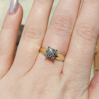 14 carat gold solitaire style ring with diamonds-engagement rings-The Antique Ring Shop