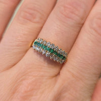 Emerld and diamond ring in 14 carat gold-Vintage Rings-The Antique Ring Shop