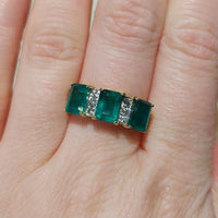 Emerald and diamond ring in 18 carat gold-Vintage Rings-The Antique Ring Shop