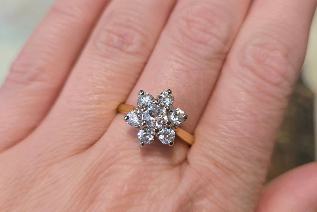 Vintage diamond cluster ring in 18 carat gold-Vintage Rings-The Antique Ring Shop