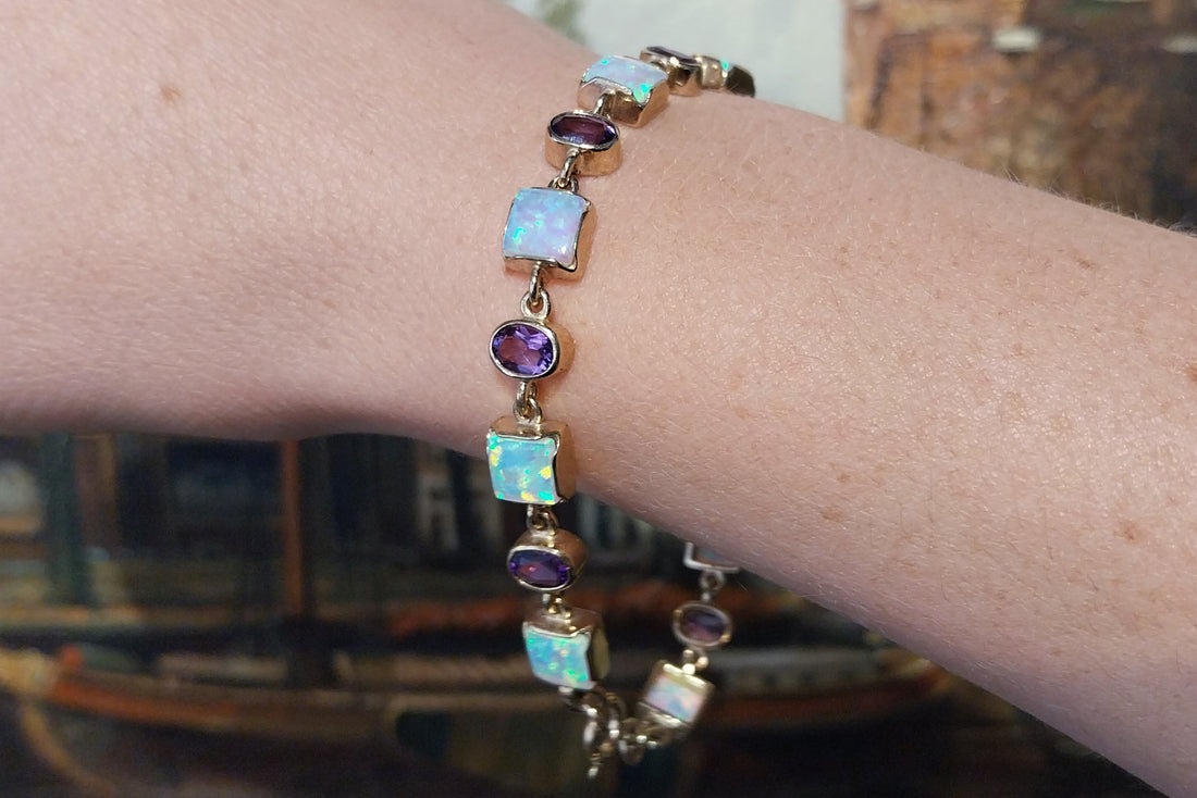 Opal and amethyst bracelet