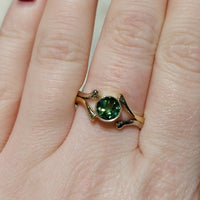 Green tourmaline ring in 14 carat gold-Vintage Rings-The Antique Ring Shop