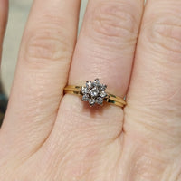 Diamond cluster ring in 18 carat gold-engagement rings-The Antique Ring Shop