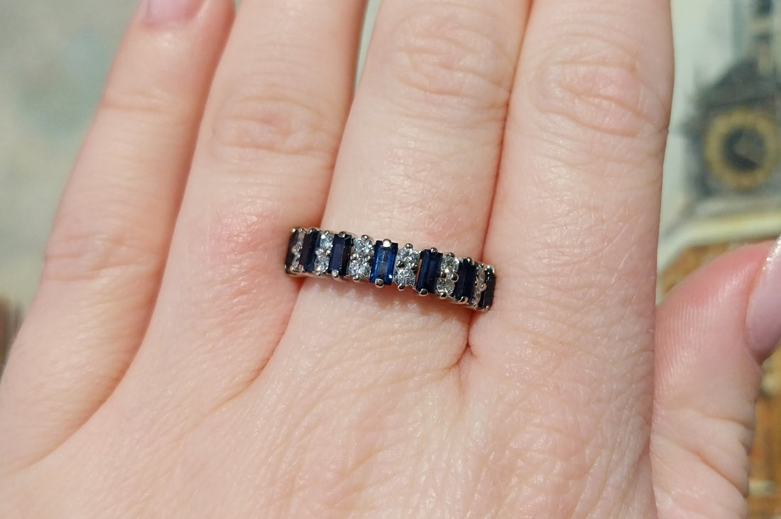18 carat gold sapphire and diamond ring-The Antique Ring Shop