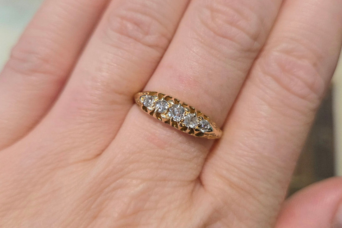 Edwardian five stone old cut diamond ring-Antique rings-The Antique Ring Shop