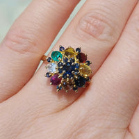 Multi gem ring in 14 carat gold
