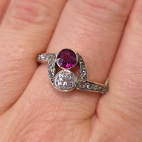 Ruby and diamond Toi et Moi ring-Antique rings-The Antique Ring Shop