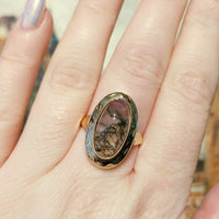 Vintage cabochon moss agate ring in 14 carat gold-Vintage Rings-The Antique Ring Shop