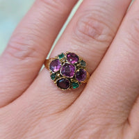 Victorian garnet and emerald cluster ring-Antique rings-The Antique Ring Shop