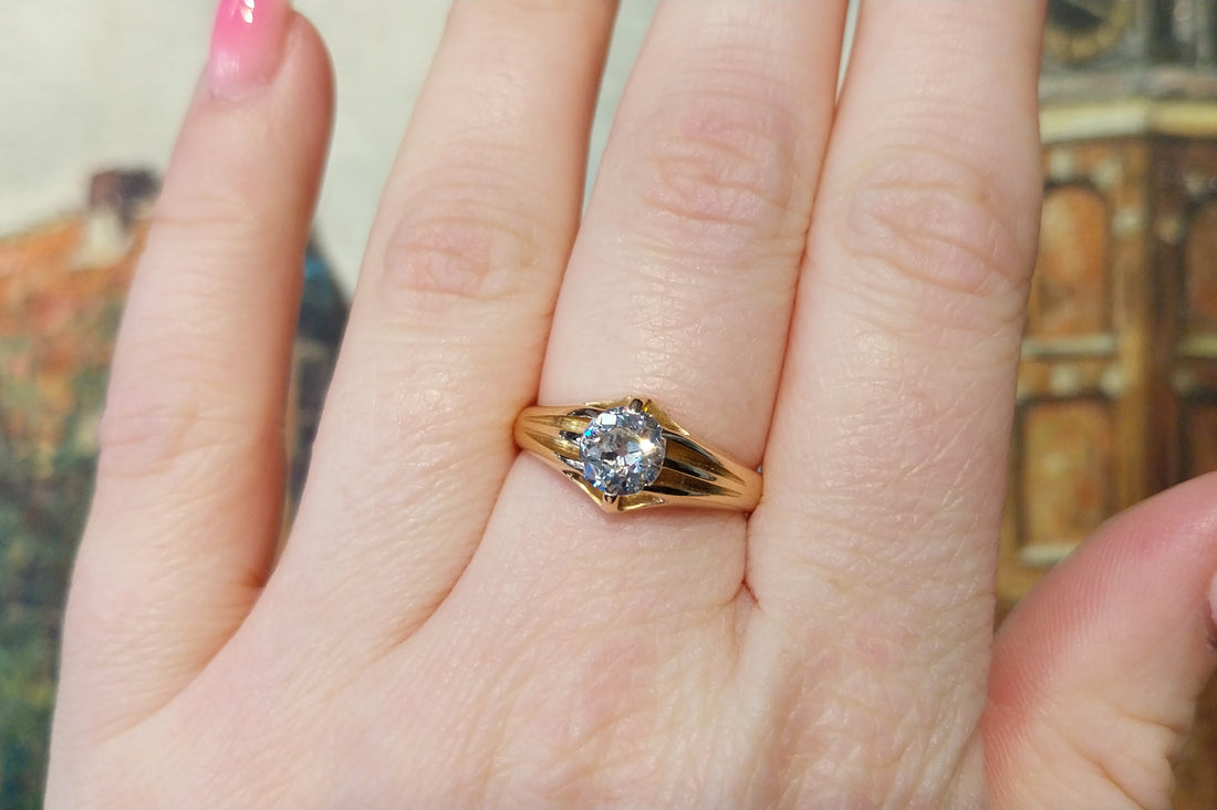 Old cut diamond solitaire ring from 1911-Antique rings-The Antique Ring Shop