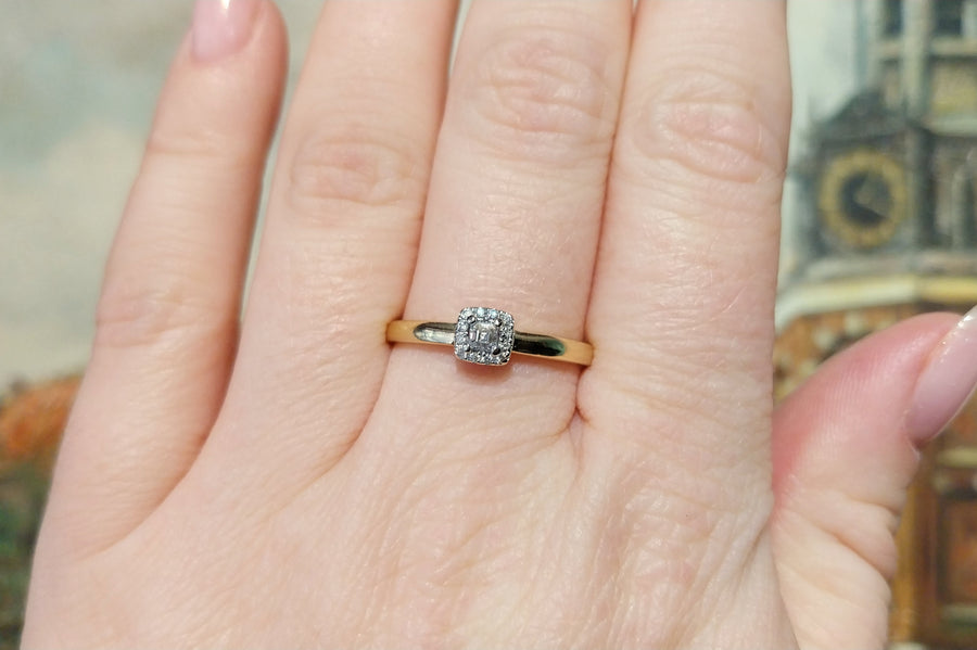 Princess and brilliant cut diamond ring-engagement rings-The Antique Ring Shop