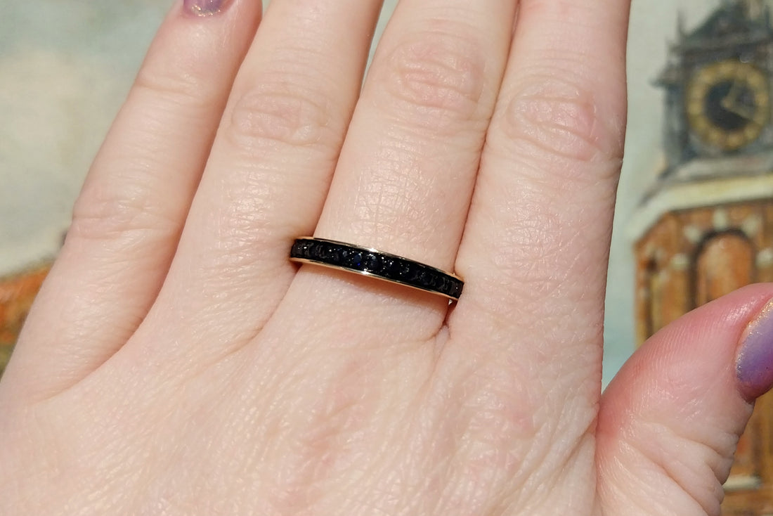 Sapphire half eternity band-Vintage Rings-The Antique Ring Shop