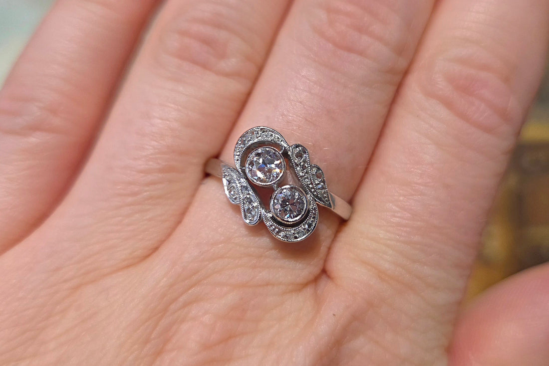 Antique Toi et Moi old cut diamond ring-The Antique Ring Shop