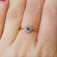 Edwardian old cut diamond and ruby ring in 18 carat gold-The Antique Ring Shop