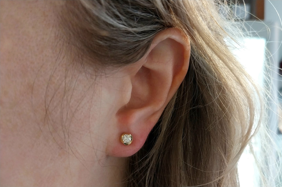 Diamond studs in 18 carat gold-Earrings-The Antique Ring Shop