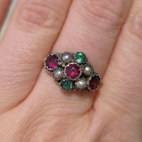 Victorian mourning paste and pearl ring