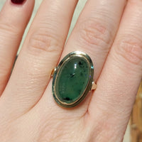 Cabochon nephrite jade ring-Vintage Rings-The Antique Ring Shop